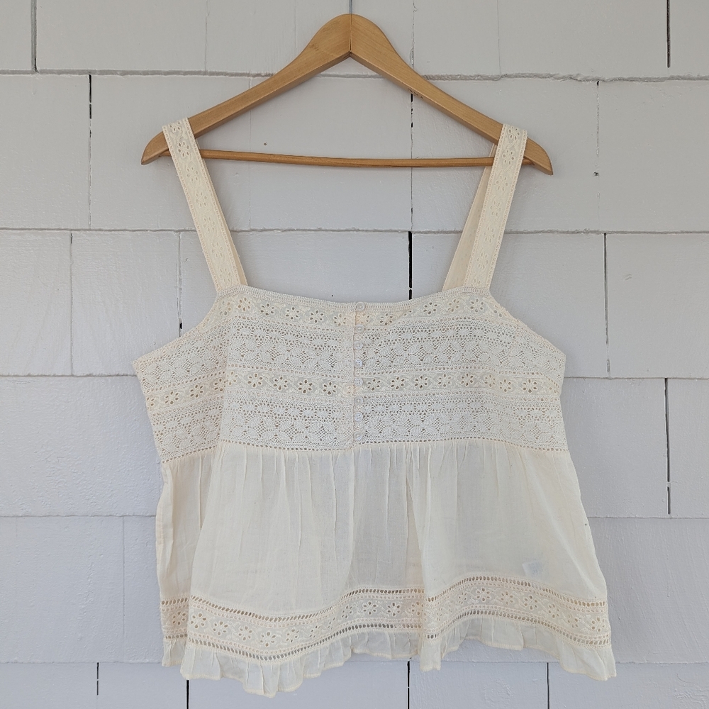 NWT American Eagle Embroidered Babydoll Tank Top Size Medium